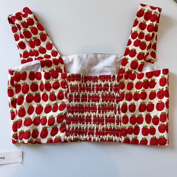 NWT Reformation Jasmine Linen Crop Top Fresh Tomato 4 - Picture 8 of 10